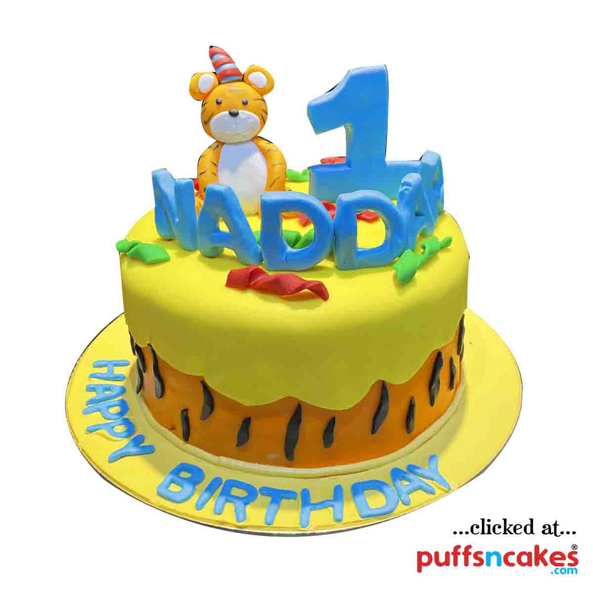 (1742) Tiger Animals Theme Fondant Cake